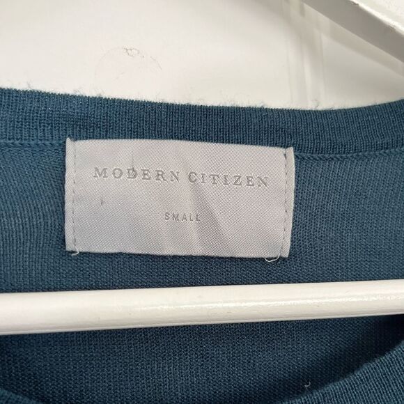 New Modern Citizen Stevie Wrap Tie Front Long Sleeve Top Blue Green - Picture 3 of 5